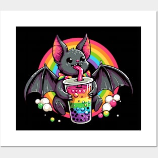 Vampire Bat Drinking Bubble Tea Posters and Art